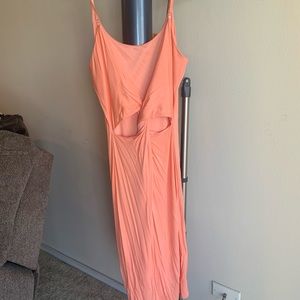 Coral summer elegant dress for beach wedding.
